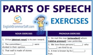 Parts of Speech Exercises [Worksheet] with Answers