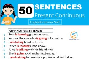 50 Sentences of Present Continuous Tense - EnglishGrammarSoft