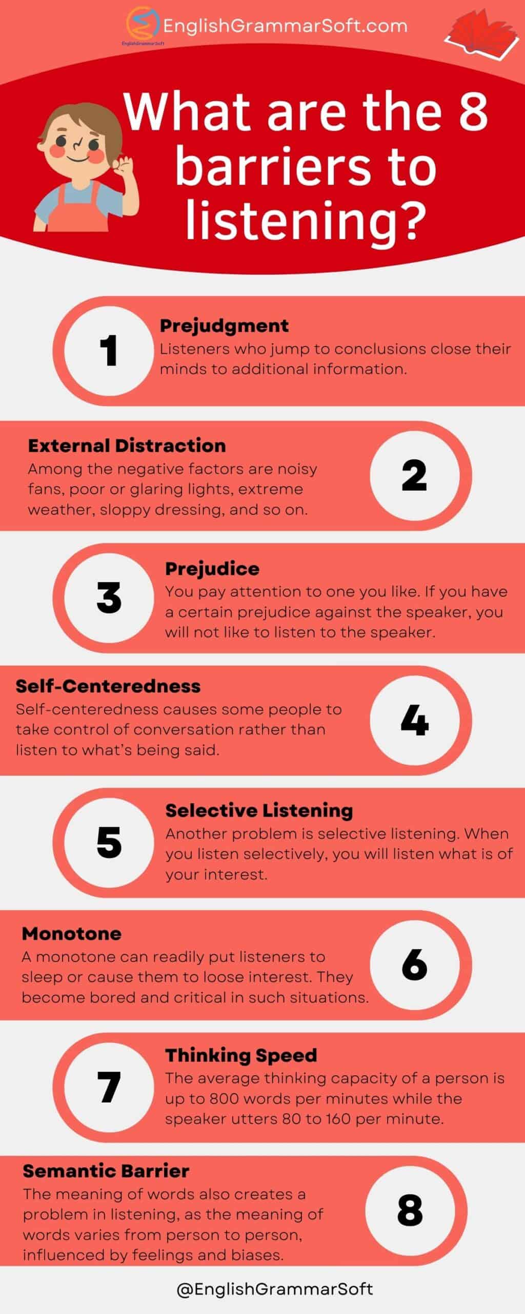 What are the 8 barriers to listening