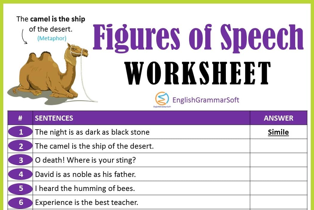 Figures Of Speech Worksheet With Answers EnglishGrammarSoft