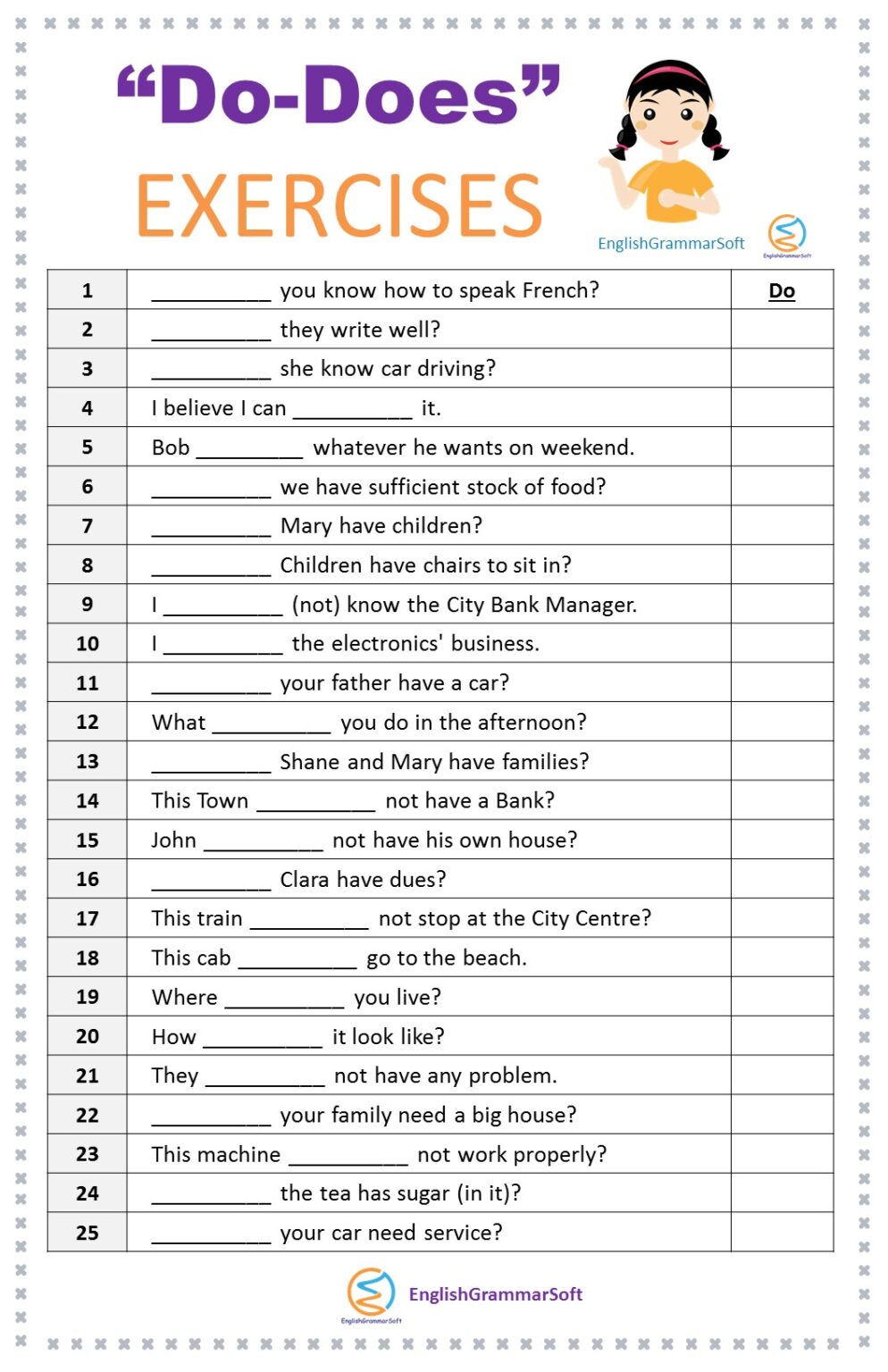 Do Does Exercises Worksheet With Answers EnglishGrammarSoft