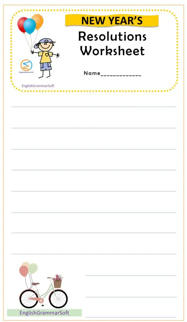 new year resolution worksheet