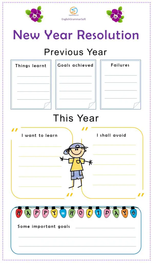 new year resolution worksheets