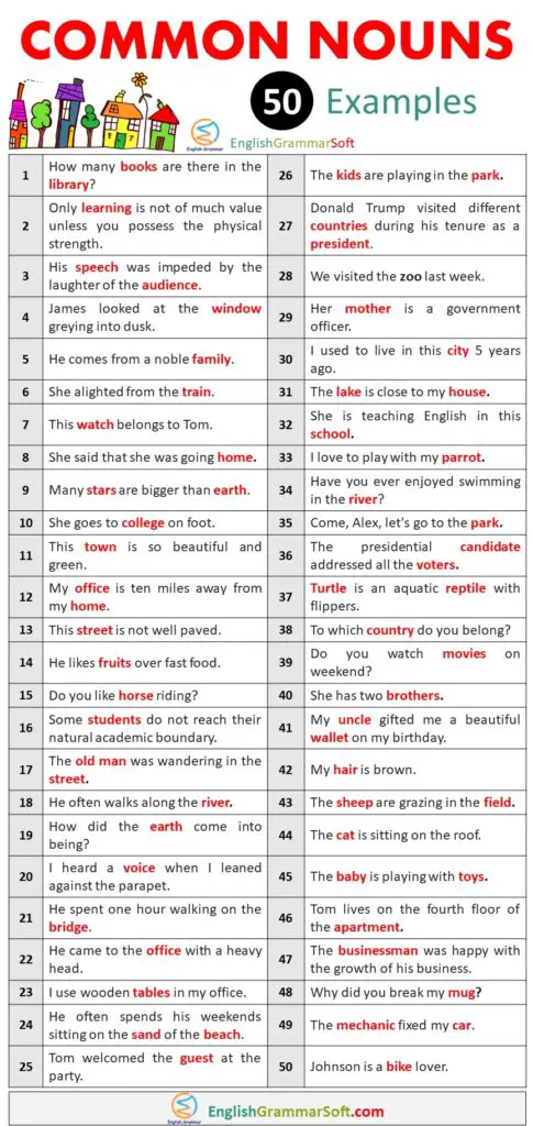 20 Examples Of Common Nouns In Sentences Engdic 7936