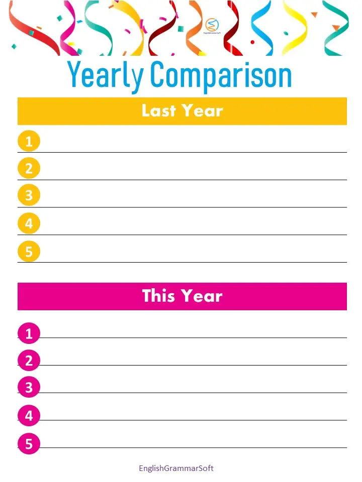 Goal Setting Template (yearly comparison)