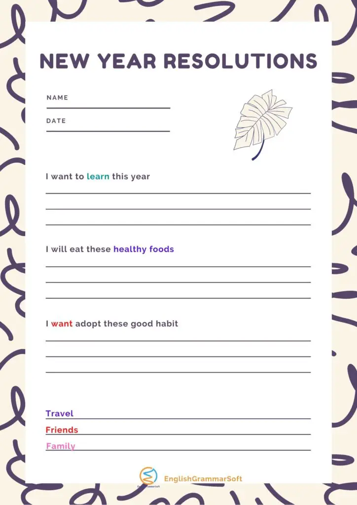 New Year Resolution printable