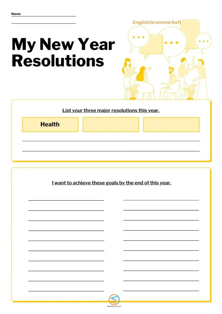 New Year Resolution printable template