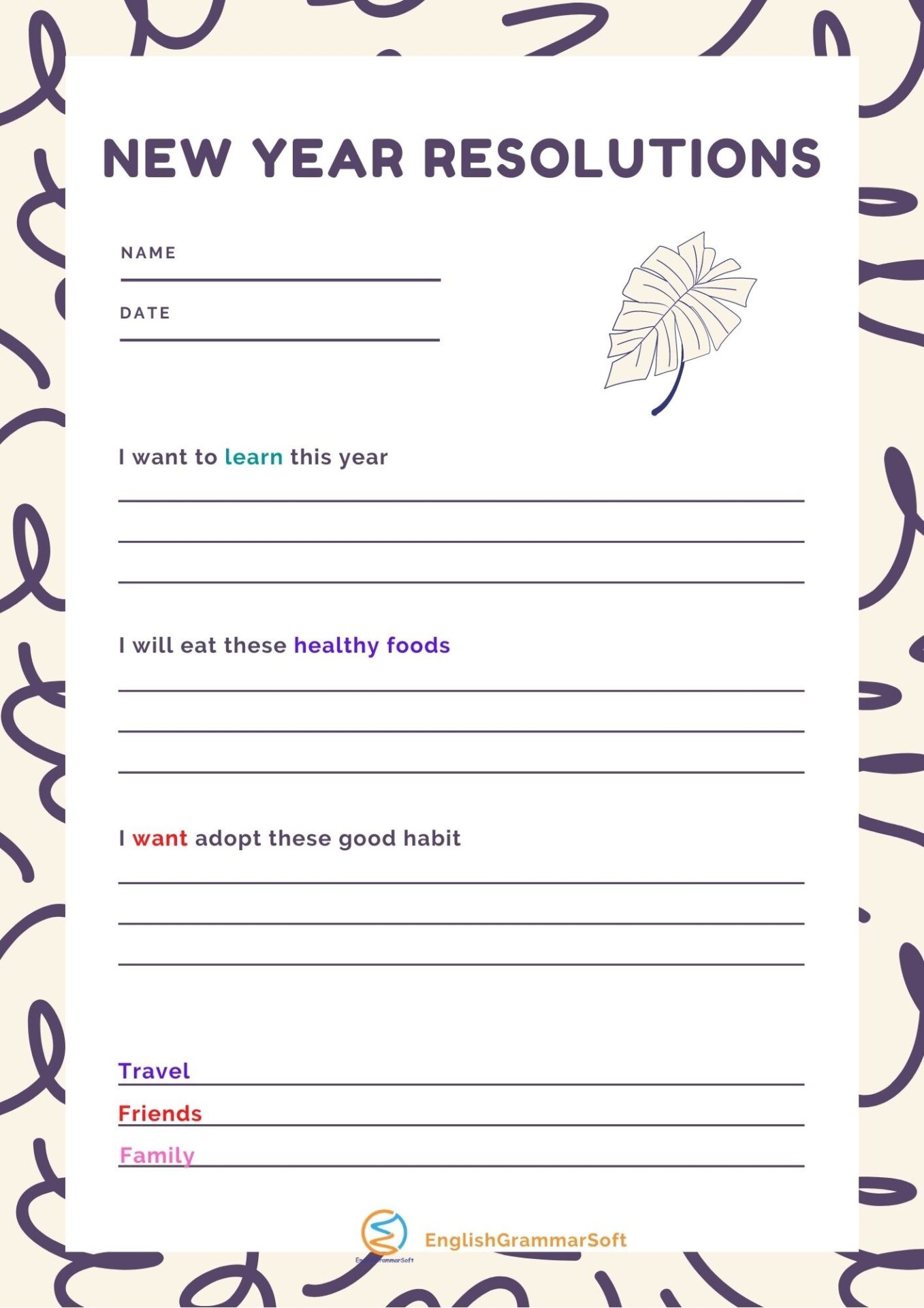 New Year Resolution Printable Templates