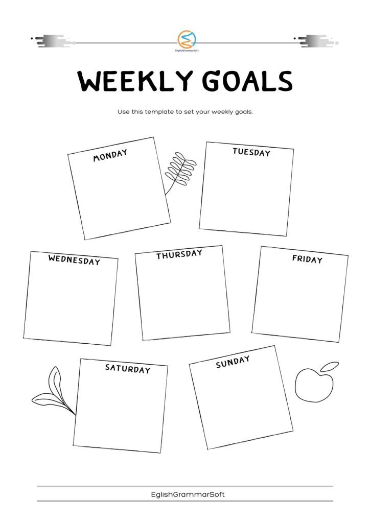 New Year Resolution weekly goal setting