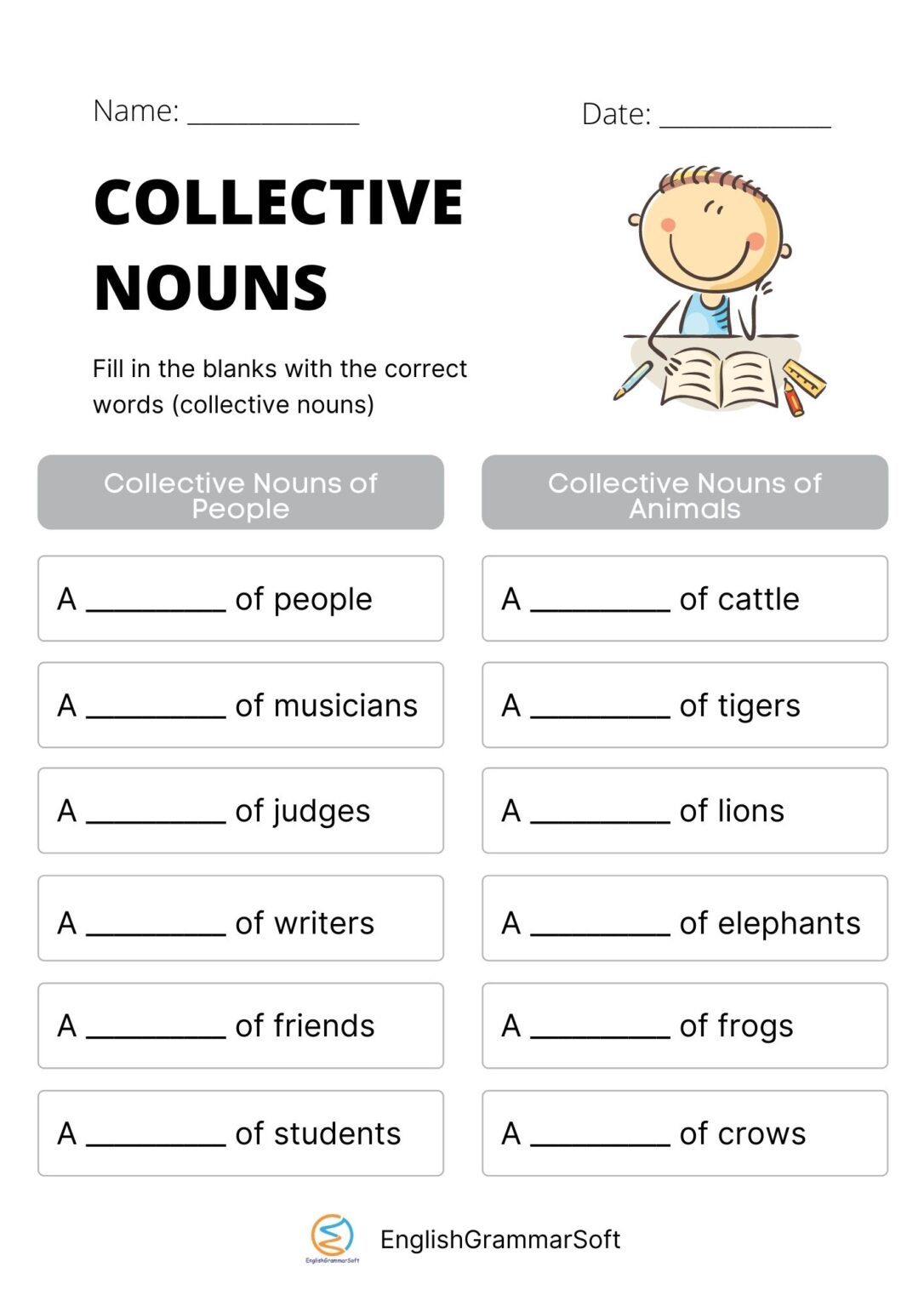 Collective Nouns Printable Worksheets