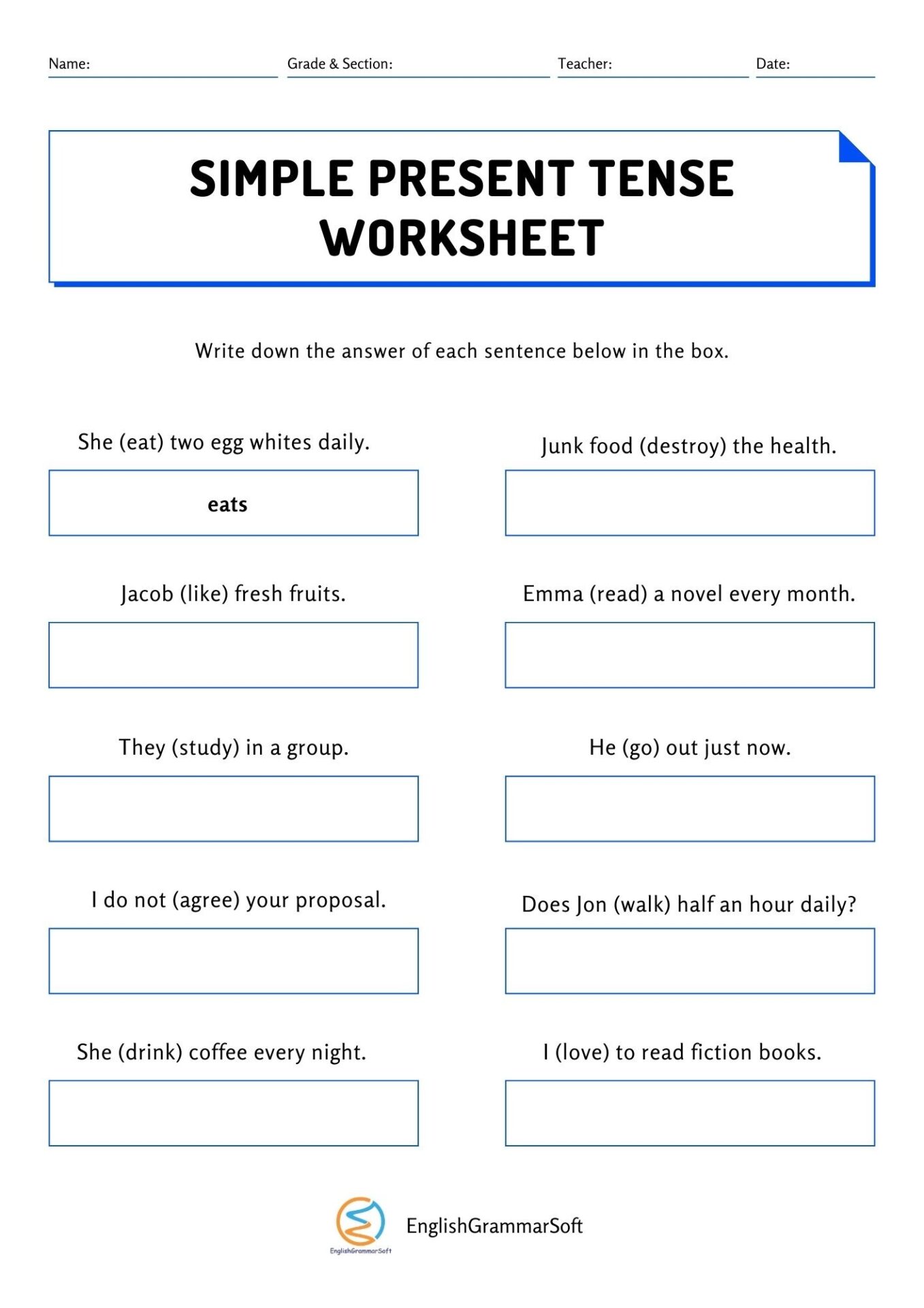 Simple Present Tense Worksheet Simple Present Tense Worksheets 