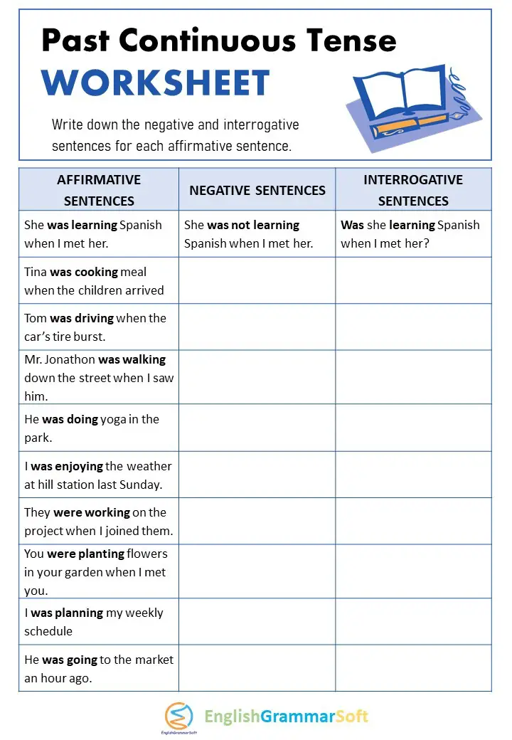 Past Continuous Tense Worksheet