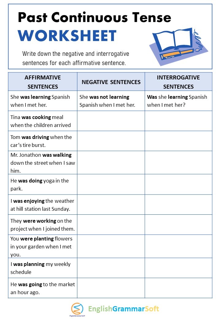 Past Continuous Tense Worksheet With Answers EnglishGrammarSoft