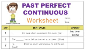 Past Perfect Continuous Tense Worksheet with Answers