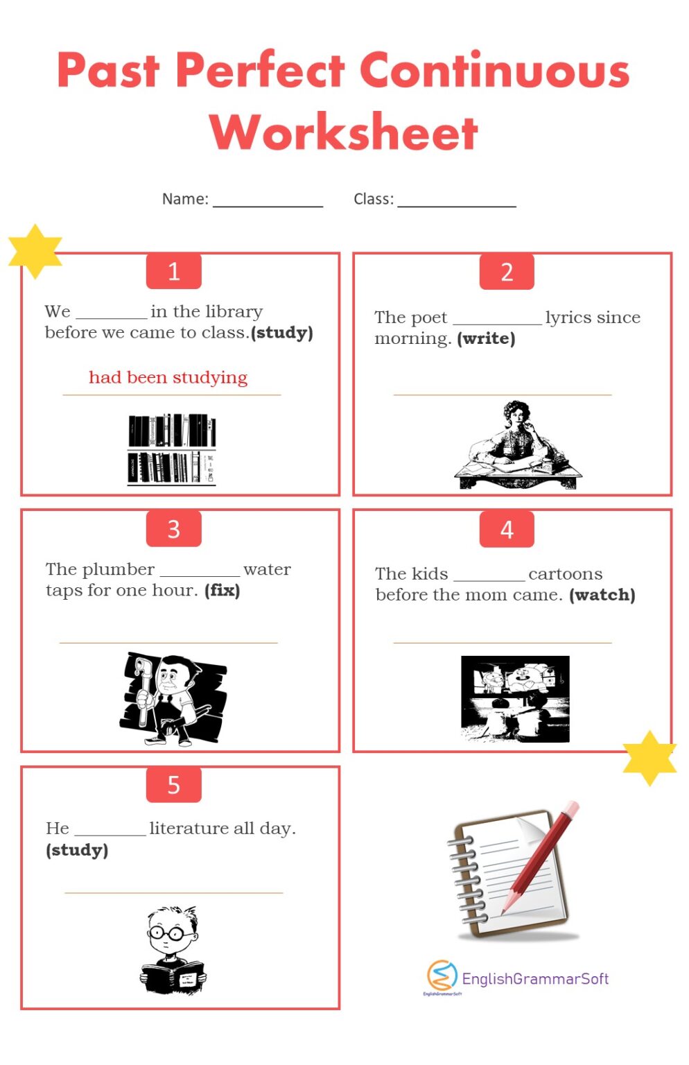 The Past Perfect Tense Worksheets