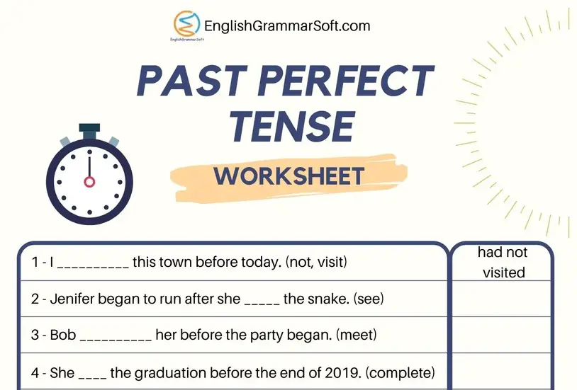 Worksheet for Past Perfect Tense