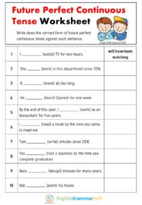 Future Perfect Continuous Tense Worksheets with Answers ...