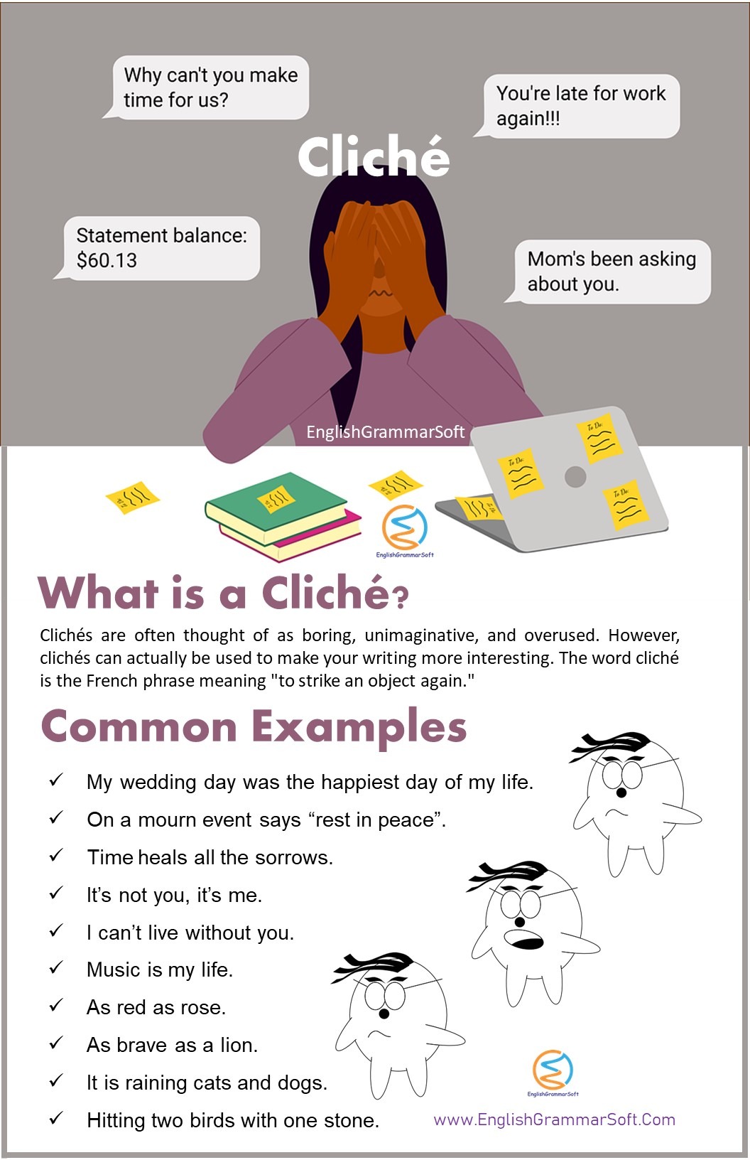 What Is A Cliche Examples In Literature Sentences Englishgrammarsoft