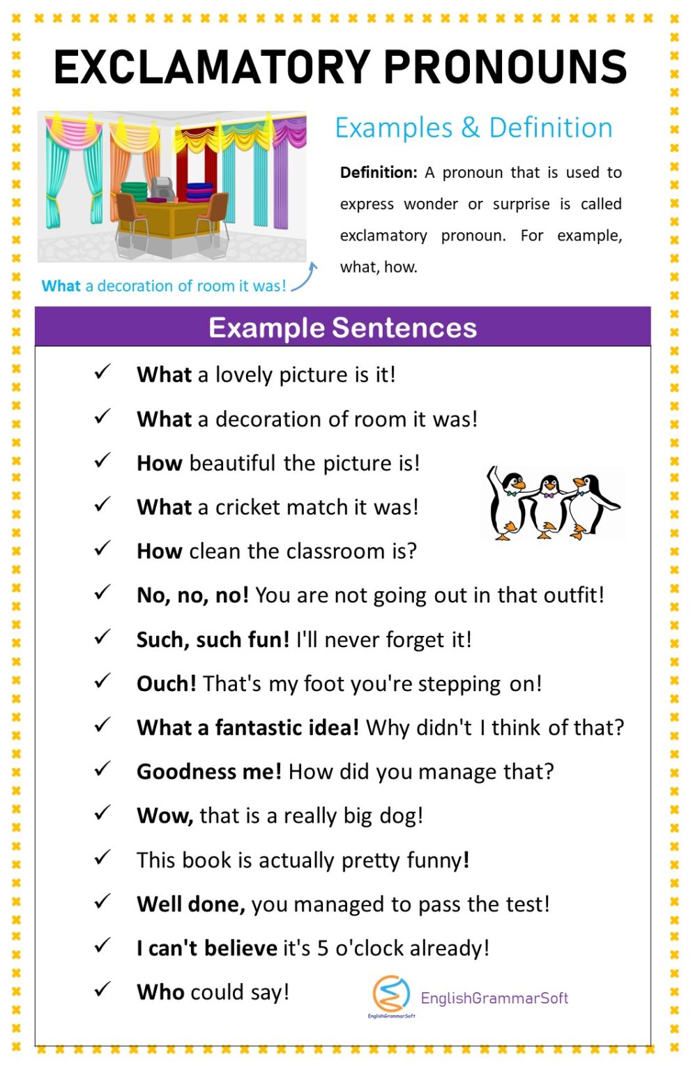 Exclamatory Pronouns (Example Sentences & Definition) - EnglishGrammarSoft