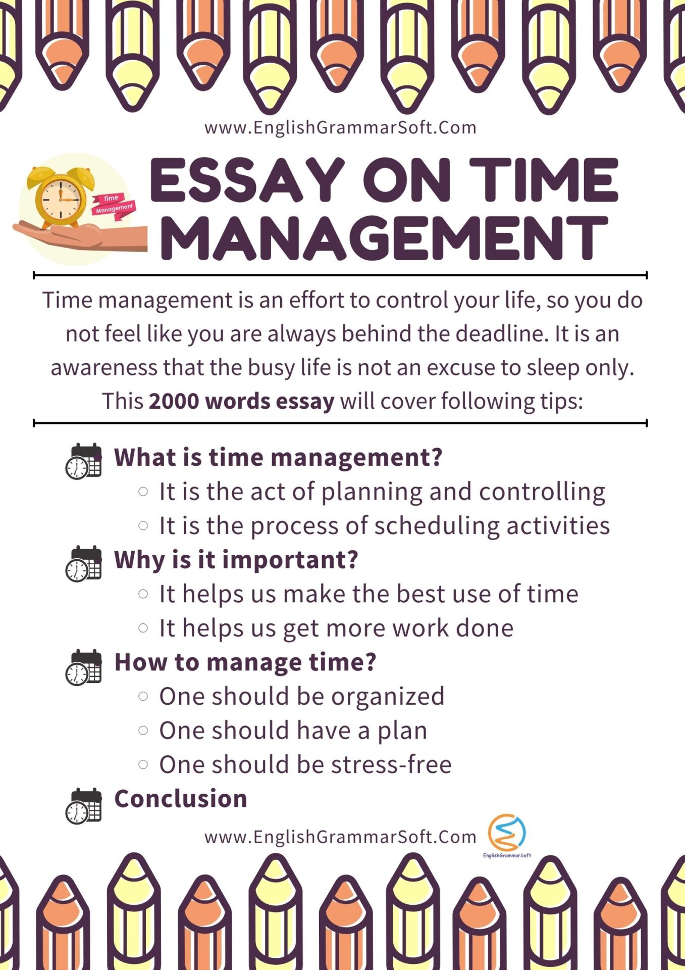 Essay On Time Management 2000 Words - EnglishGrammarSoft