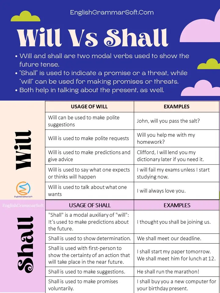 Will Vs Shall use in examples