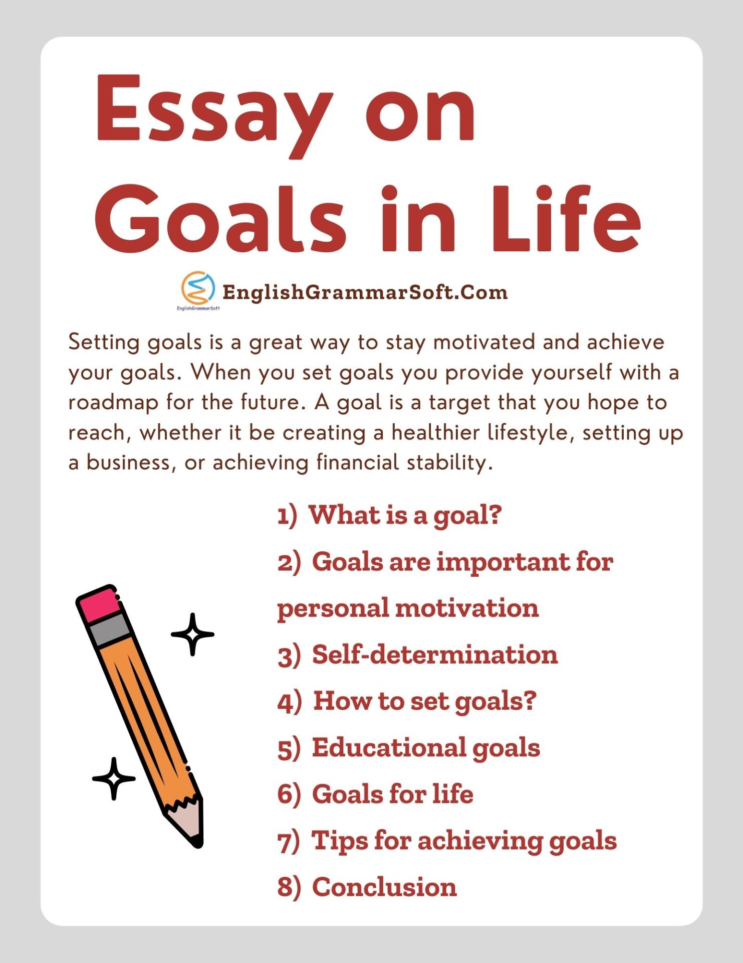 short essay about life goals