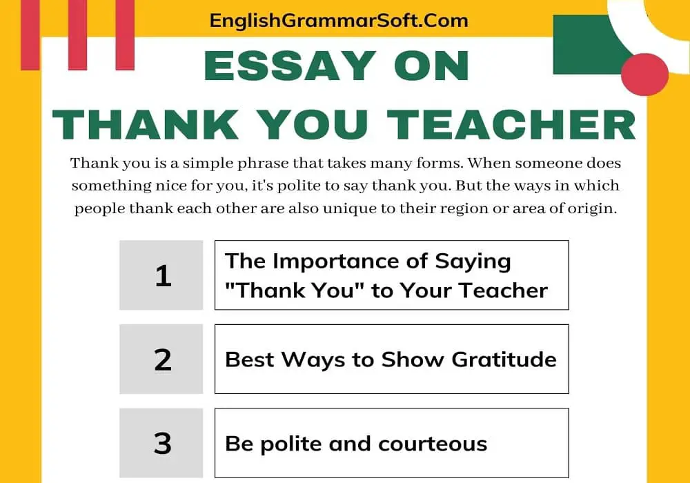 Essay on Thank You Teacher
