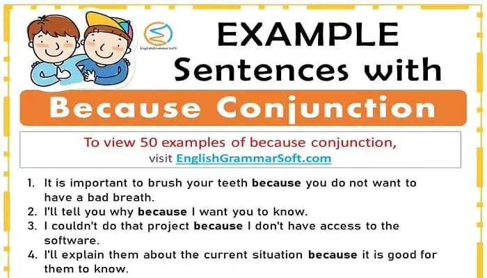 50 Example Sentences with Because Conjunction