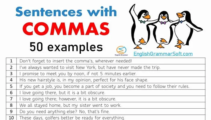 Sentences with Commas in them