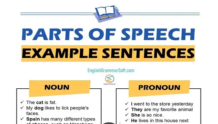 The Parts of Speech Examples (,mixed sentences)