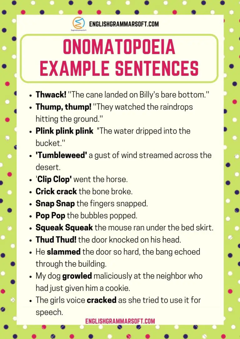 Onomatopoeia example sentences words list a z englishgrammarsoft