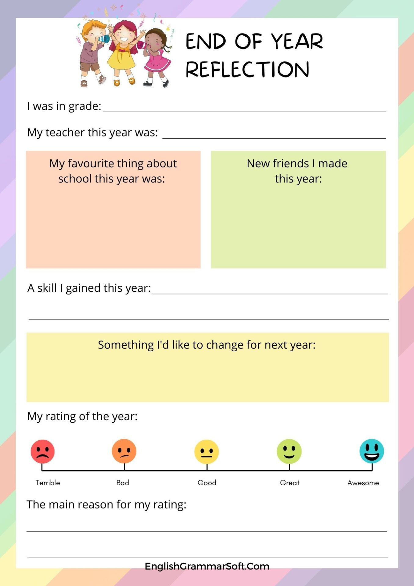 new year worksheet for school kids