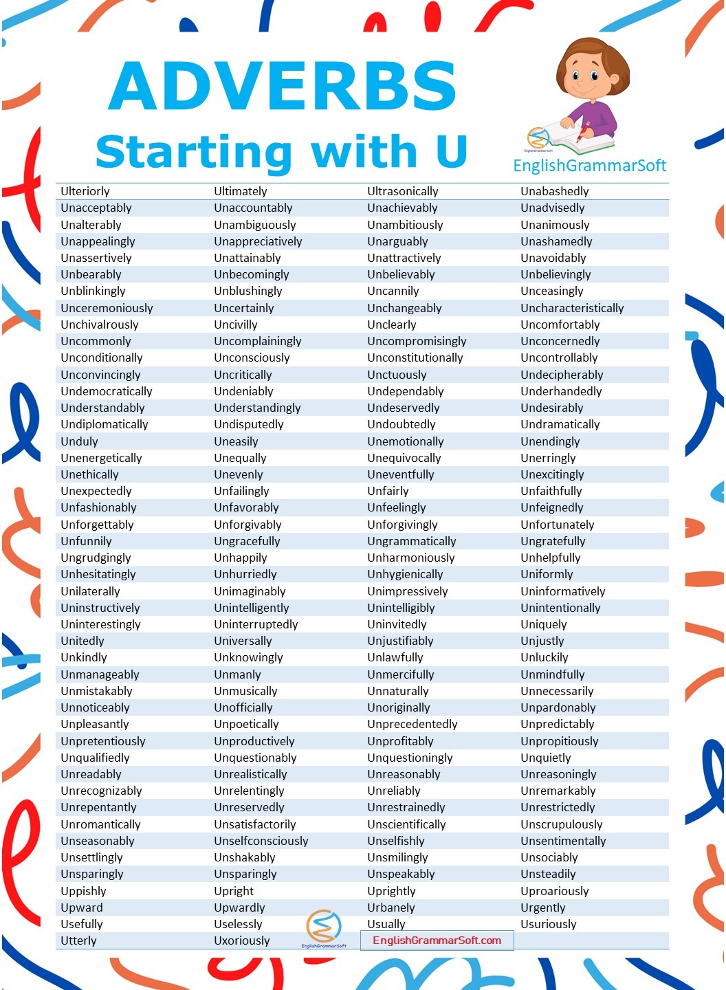 adverbs starting with U