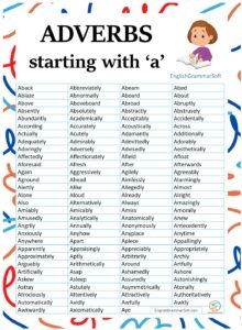 Adverbs Starting with a (List & 20 Example Sentences) - EnglishGrammarSoft