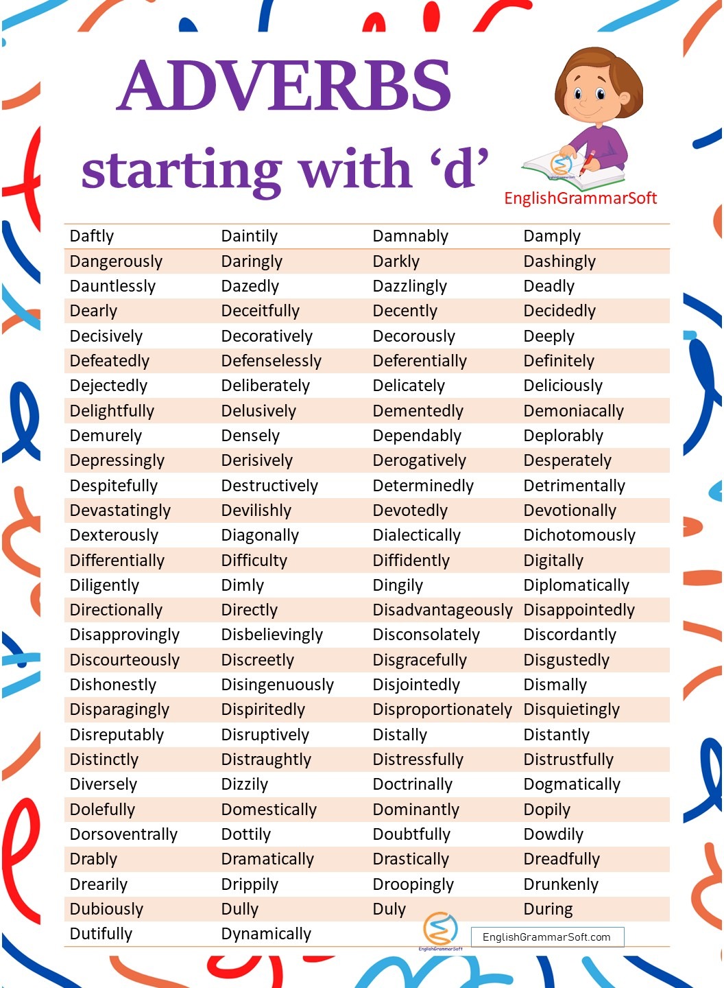 adverbs starting with 'd'
