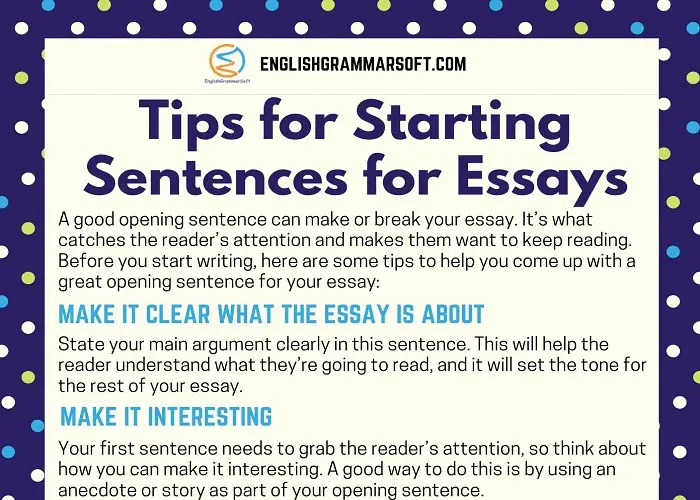 Starting Sentences for Essays