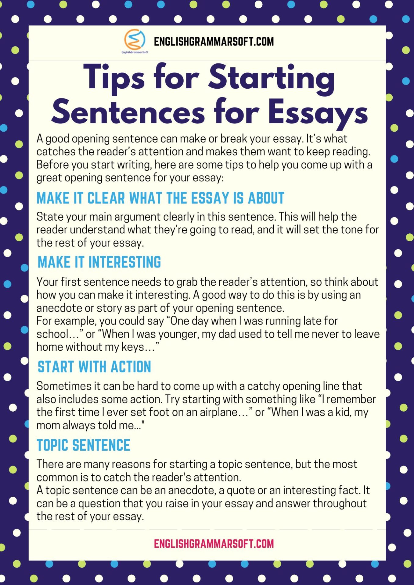 opening sentence examples for essay