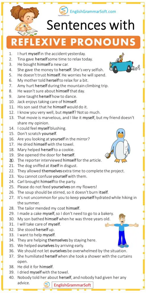 63 Sentences with Reflexive Pronoun - EnglishGrammarSoft