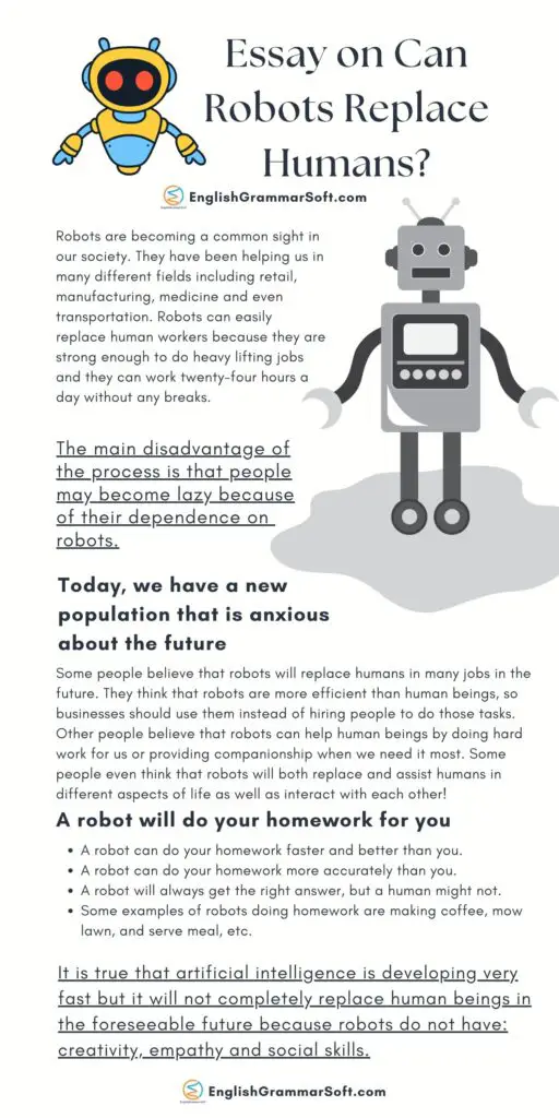 will robots replace humans essay