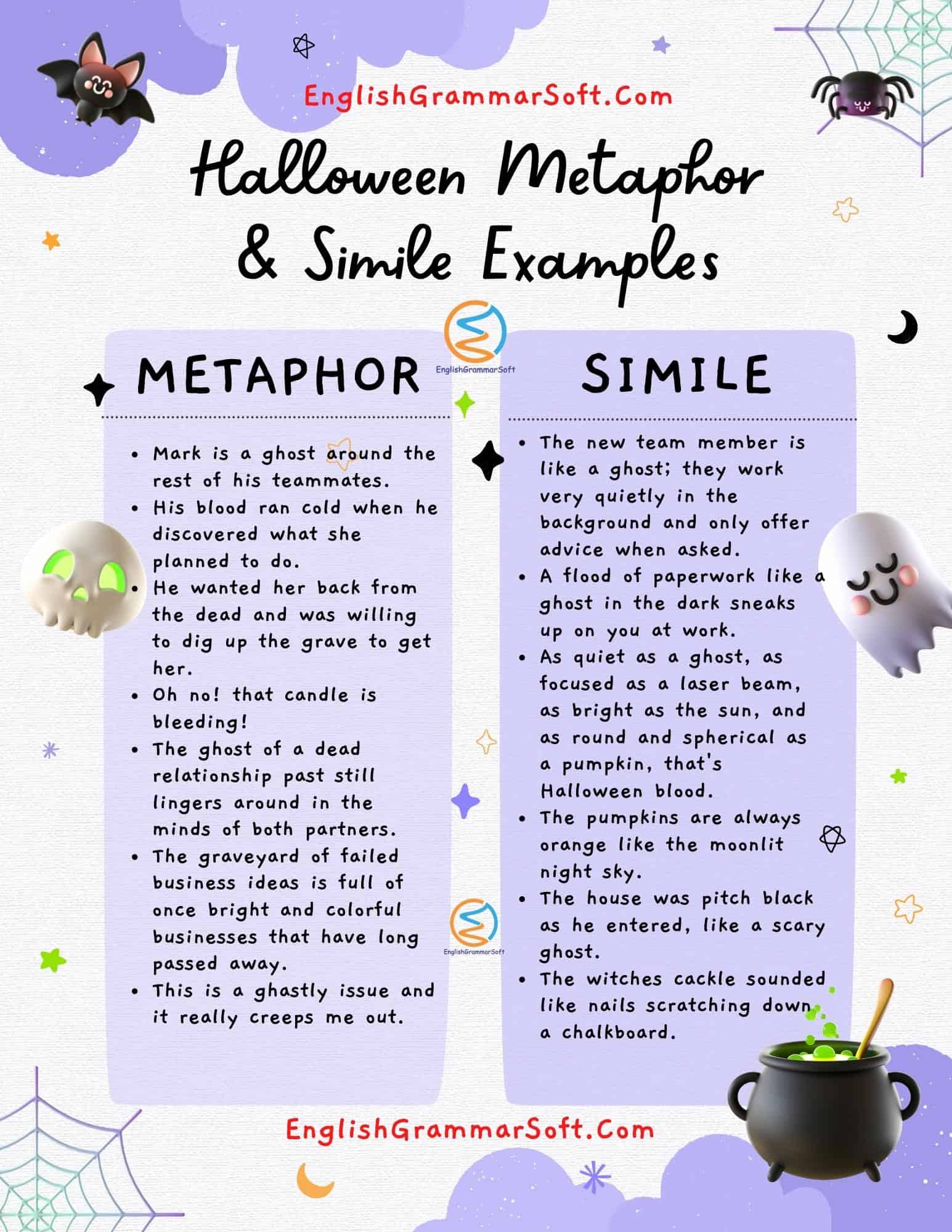 Halloween Metaphor & Simile Examples