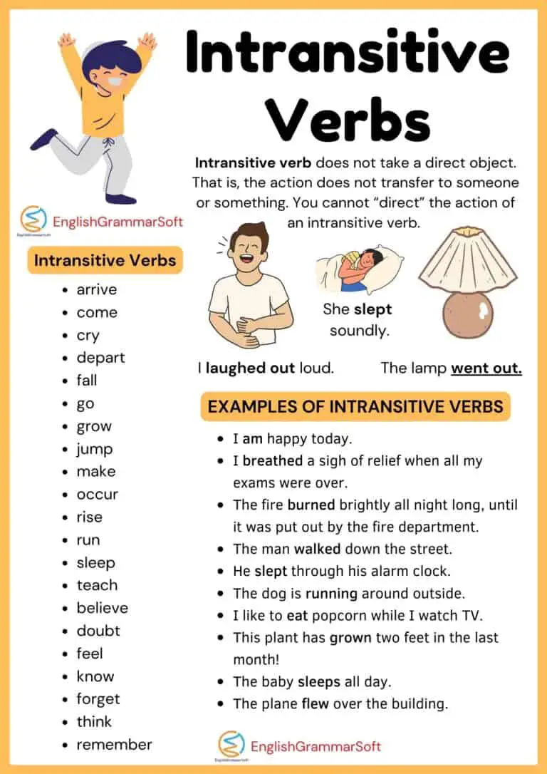 Intransitive Verbs with Examples - EnglishGrammarSoft