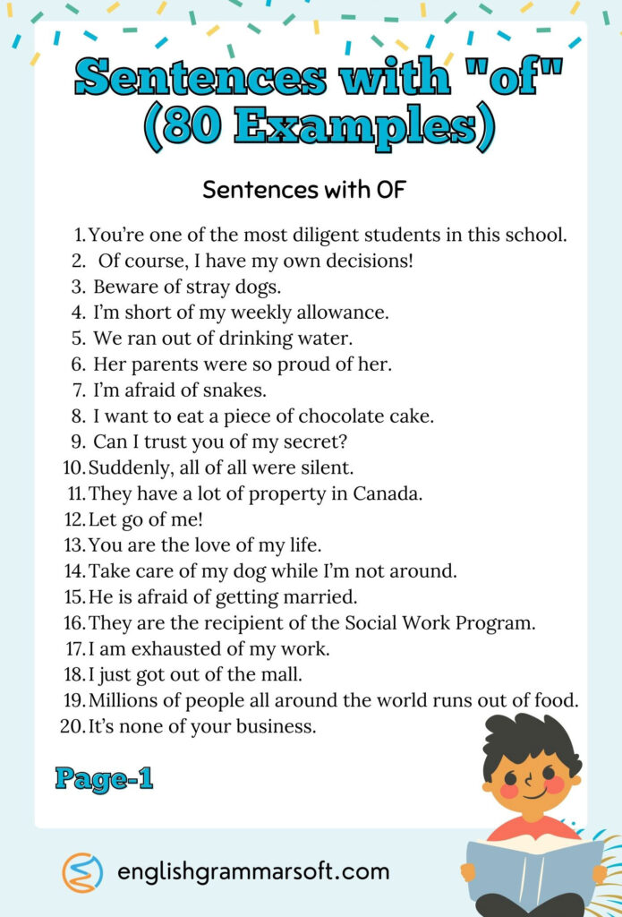 Sentences with "of" (80 Examples) Page 1