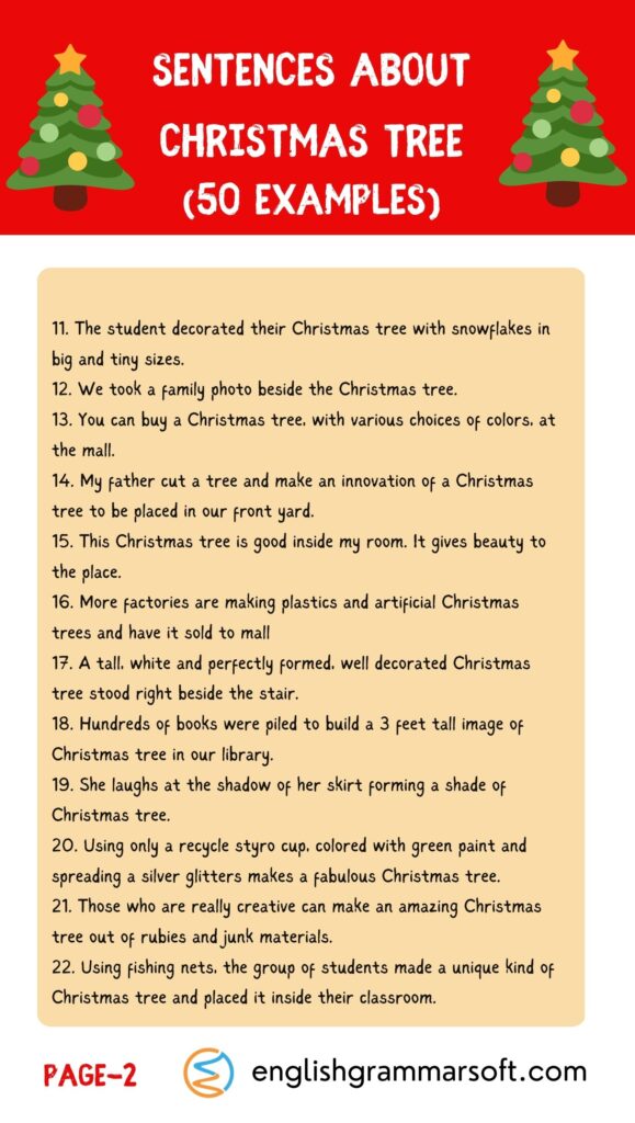 Sentences About Christmas Tree Part 2