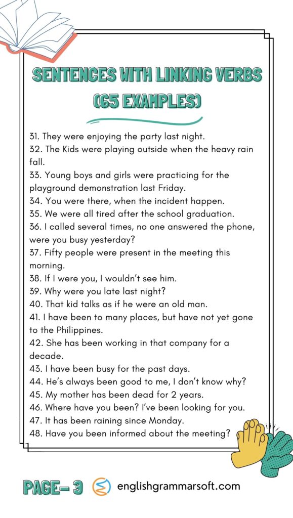 Sentences with Linking Verbs (65 Examples) Page 3