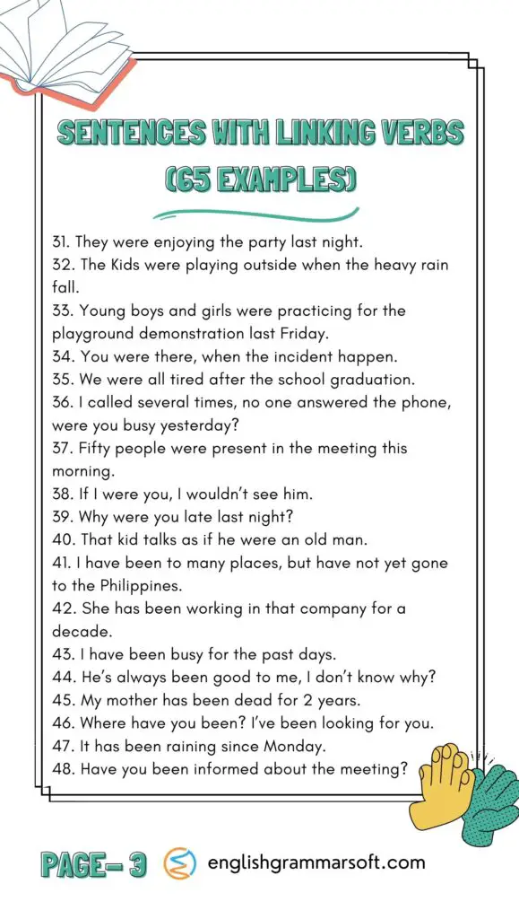 Sentences with Linking Verbs (65 Examples) Page 3