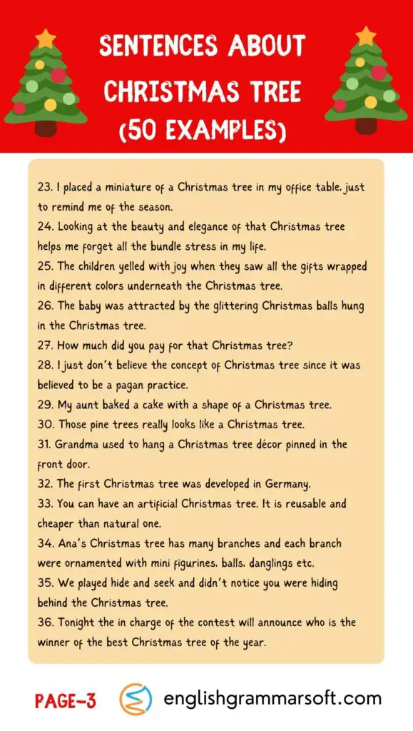 Sentences About Christmas Tree Part 3