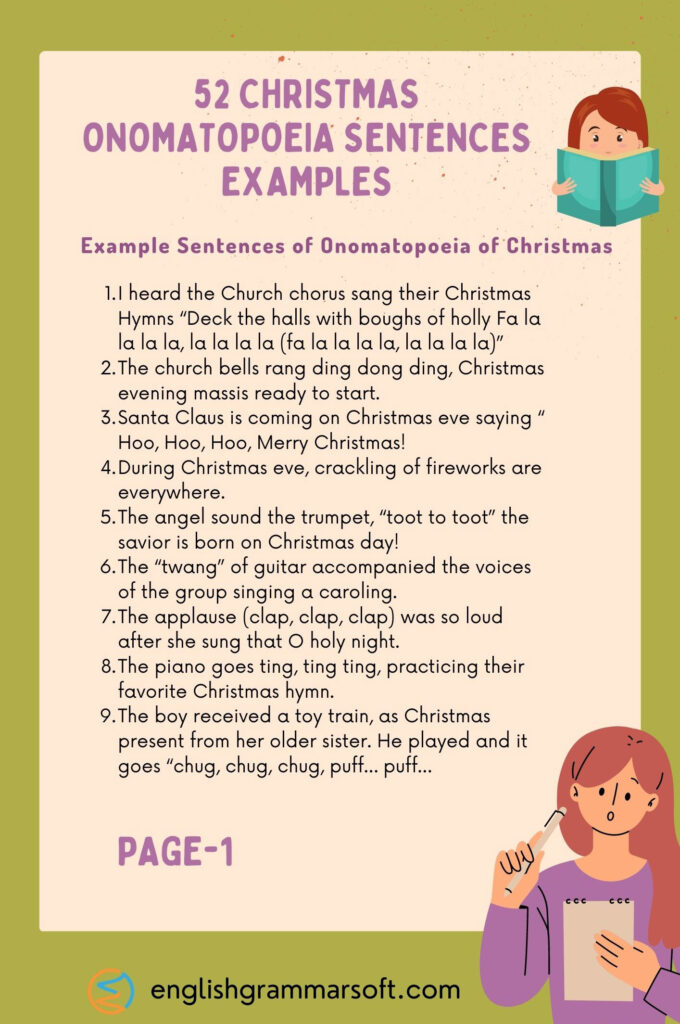 52 Christmas Onomatopoeia Sentences Examples Part 1