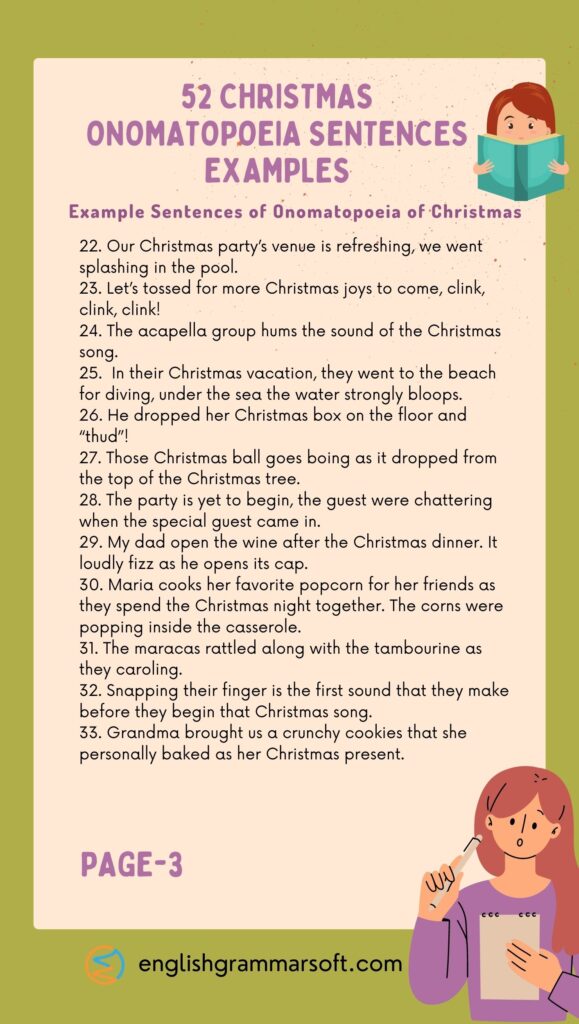 52 Christmas Onomatopoeia Sentences Examples Part 3