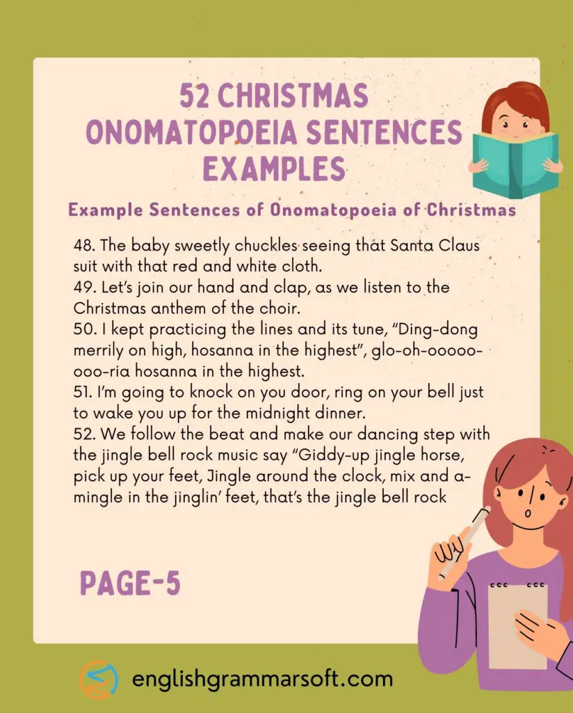 52 Christmas Onomatopoeia Sentences Examples Part 5