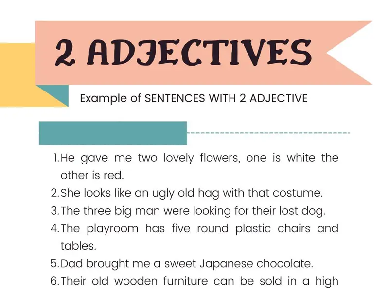 52 Examples Of Sentences With 2 Adjectives 